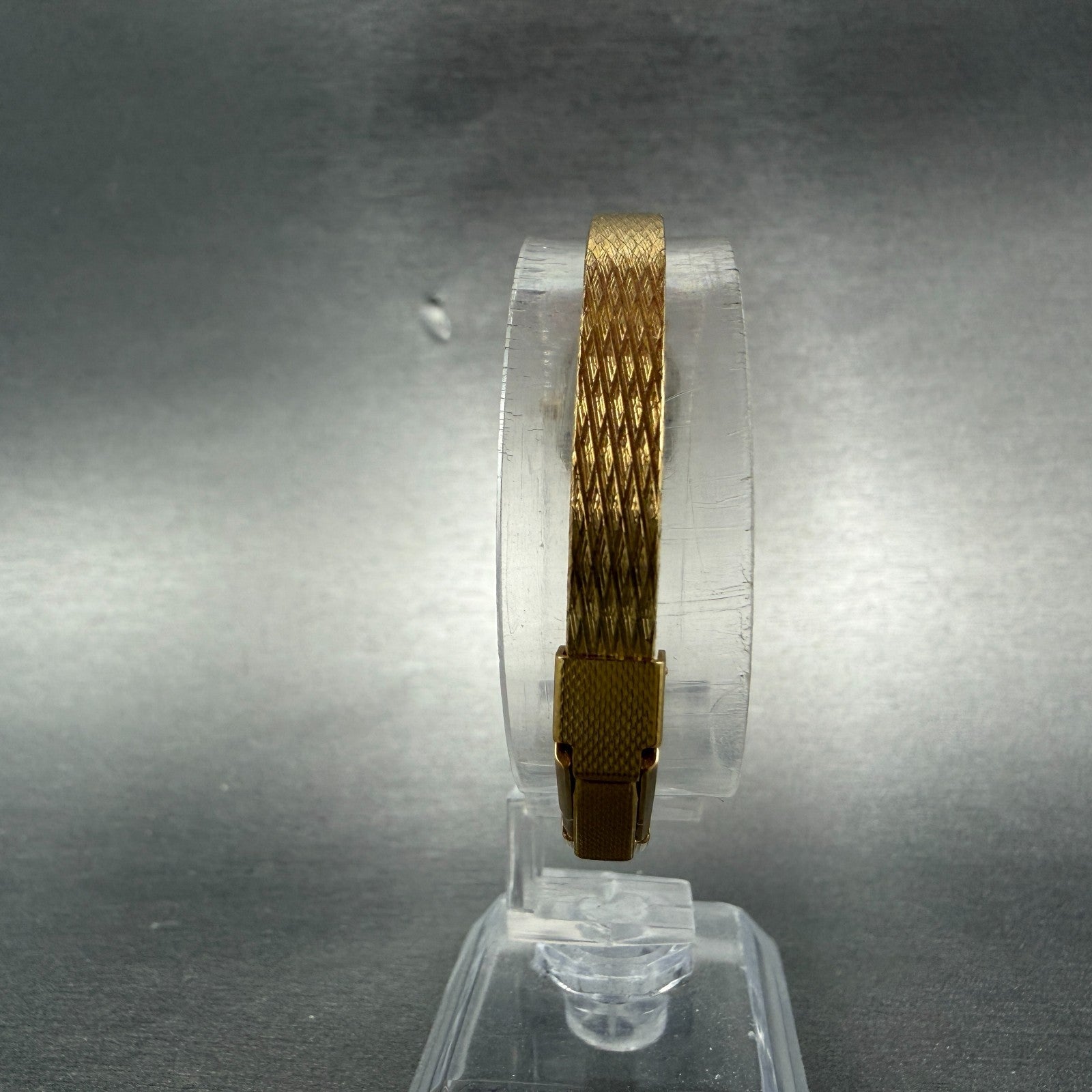 Elgin Watch Women 11mm Gold Dial Gold Tone Octagon New Battery Mesh band NOS7