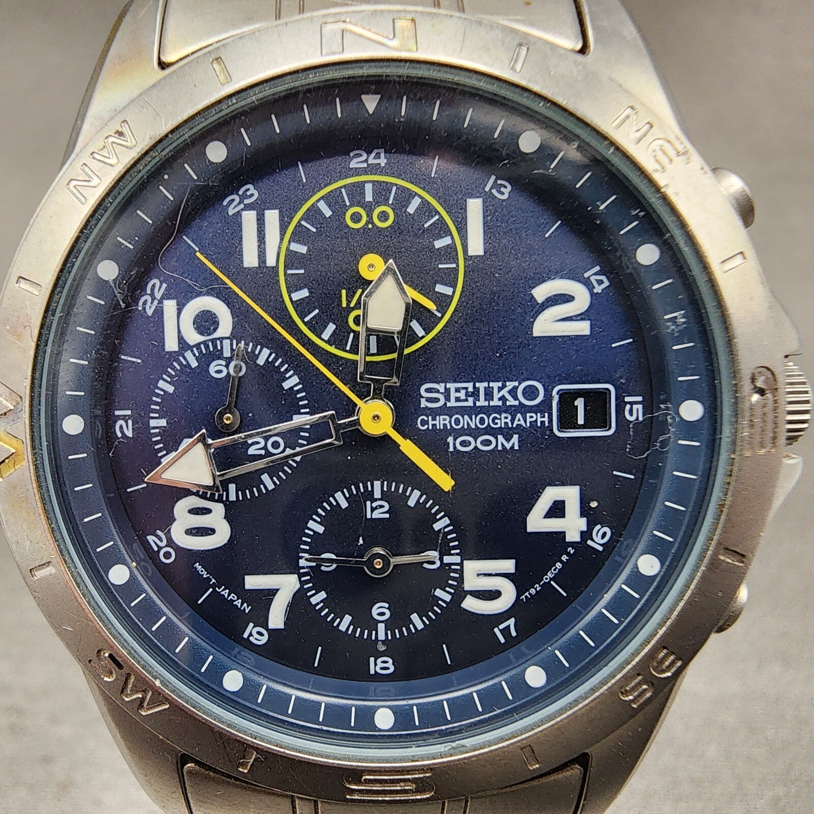 Seiko Chronograph Watch Men 38mm Blue Dial Steel Round 7T920DX0 PARTS2