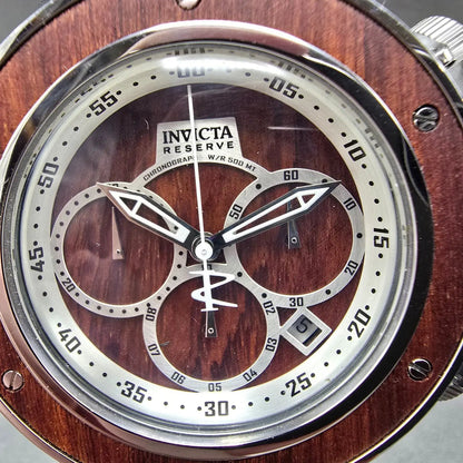 Invicta Reserve Subaqua Sea Dragon Watch Men 52mm Wood Dial Steel New Batt 229382
