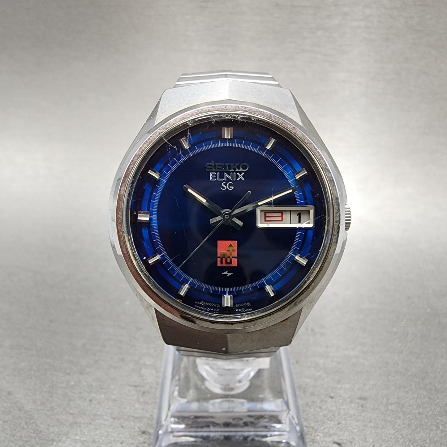 Seiko Elinx SG Watch Men 37mm Blue Dial Silver Tone Daydate 07236000 New Batt0