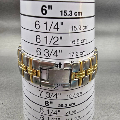 Bulova Watch Men 34mm White Dial Two Tone Date Round 98B52 New Battery9