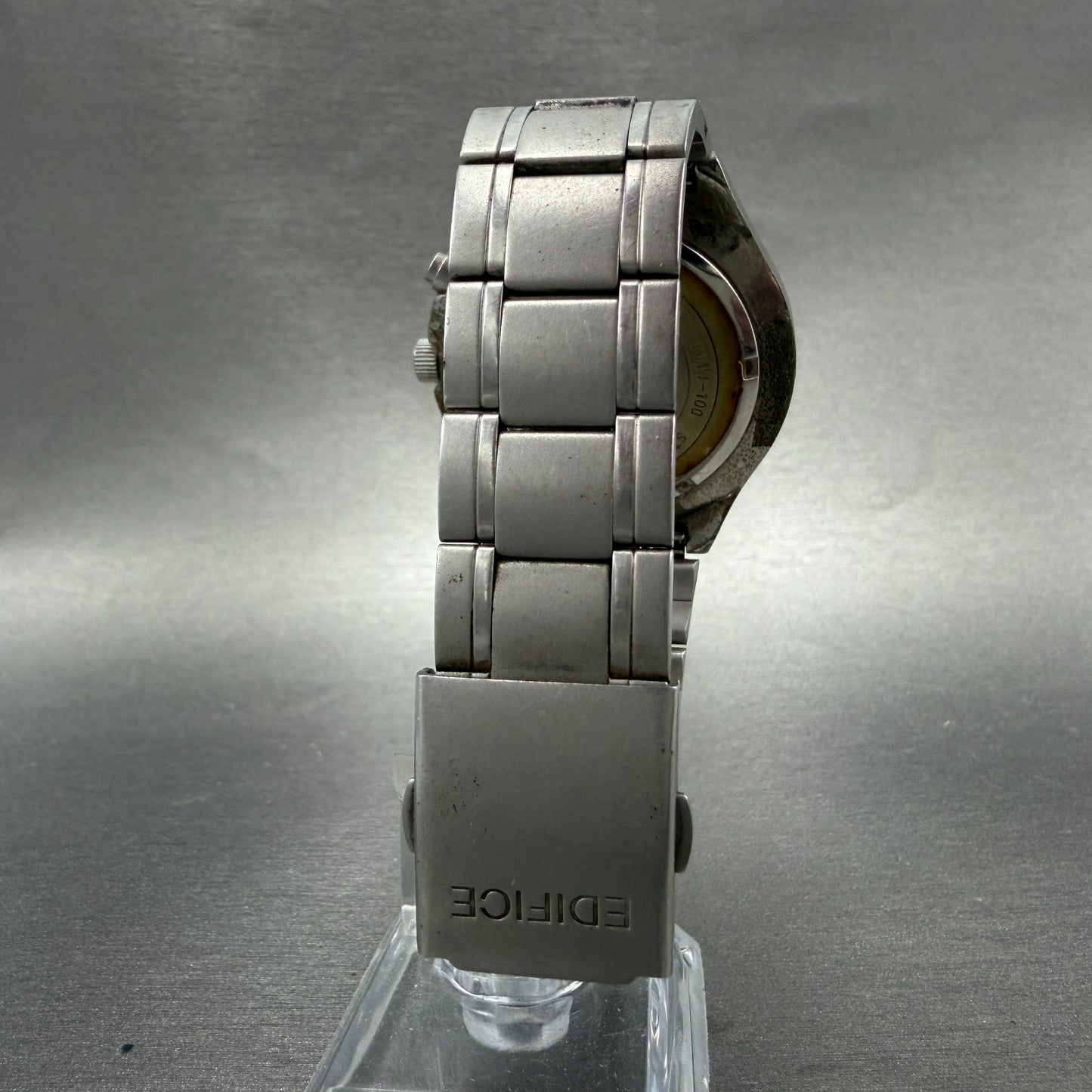 Casio Edifce Watch Men Cream Dial Silver Tone Date Round MMW-100 New Battery7