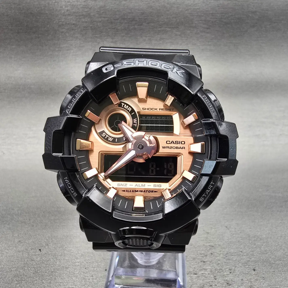 Casio G-Shock GA-700MMC Watch Men 53mm Rose Gold Dial Black Chrono Alarm New Bat0