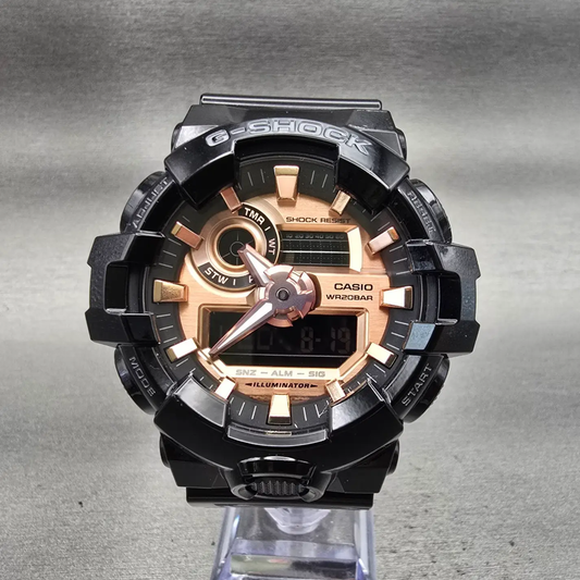 Casio G-Shock GA-700MMC Watch Men 53mm Rose Gold Dial Black Chrono Alarm New Bat0