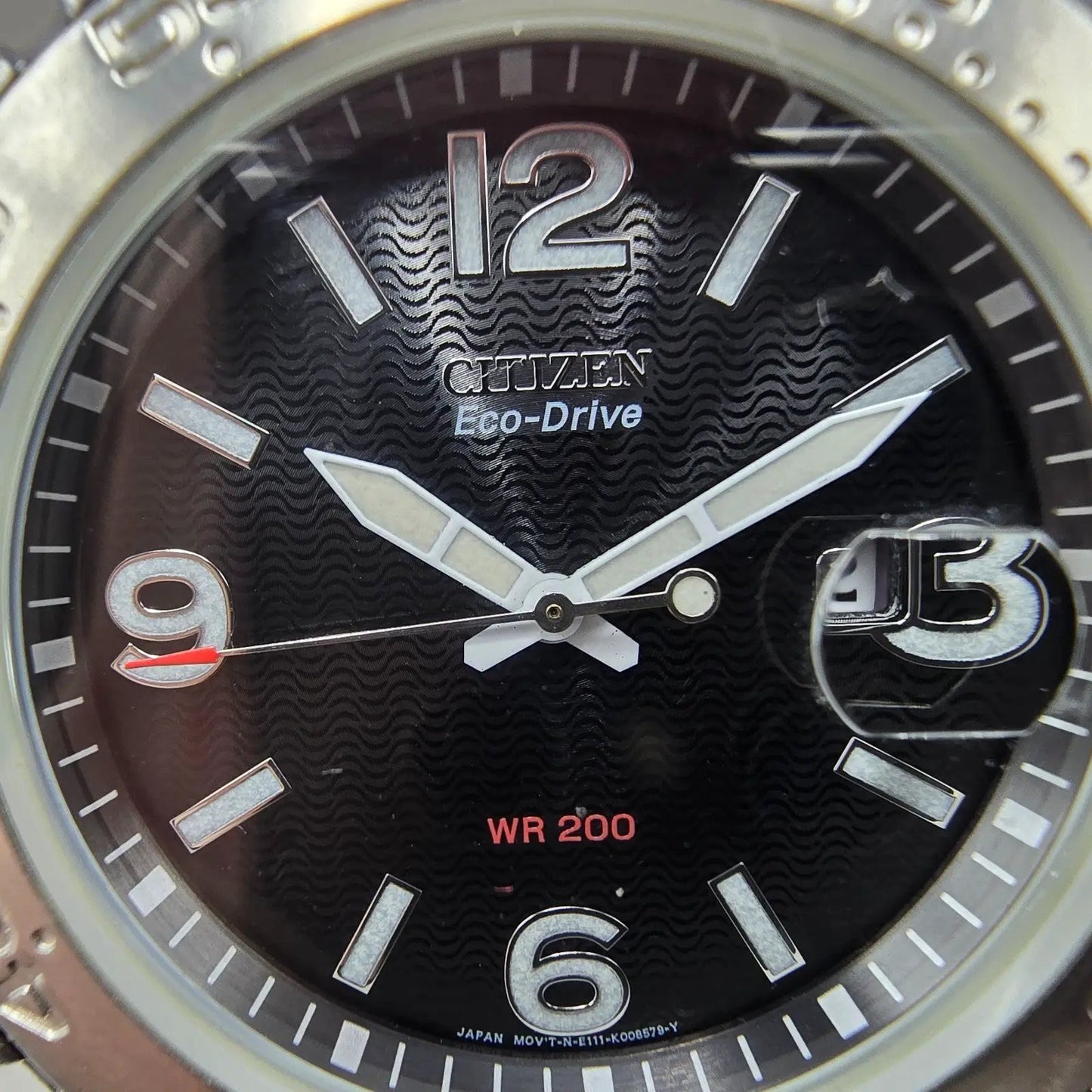 Citizen Eco-Drive Dive Watch Men 45mm Black Dial Silver Tone Date Runs1