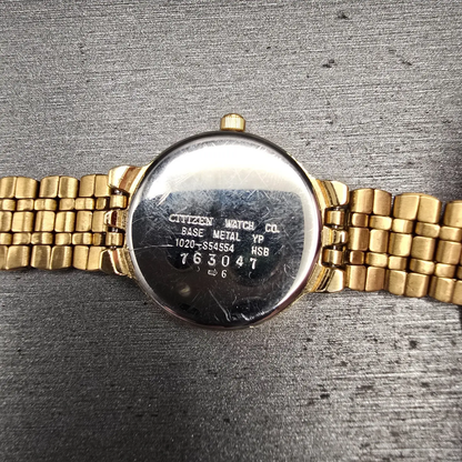 Citizen Watch Women 22mm Cream Dial Gold Tone Round 1020-S54554 New Battery KLD10