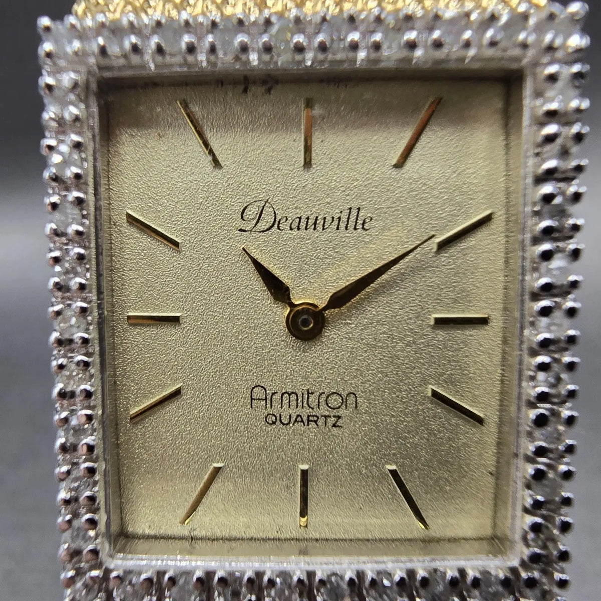 Armitron Deauville Tank Watch Men 23mm Champagne Dial Gold Crystal Bezel New bat1