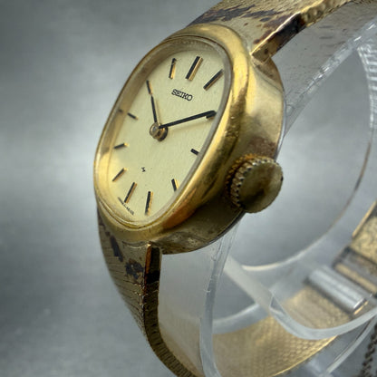 Seiko Watch Women 21mm Champagne Dial Gold Tone Round Manual 11-4670 Runs VTG2