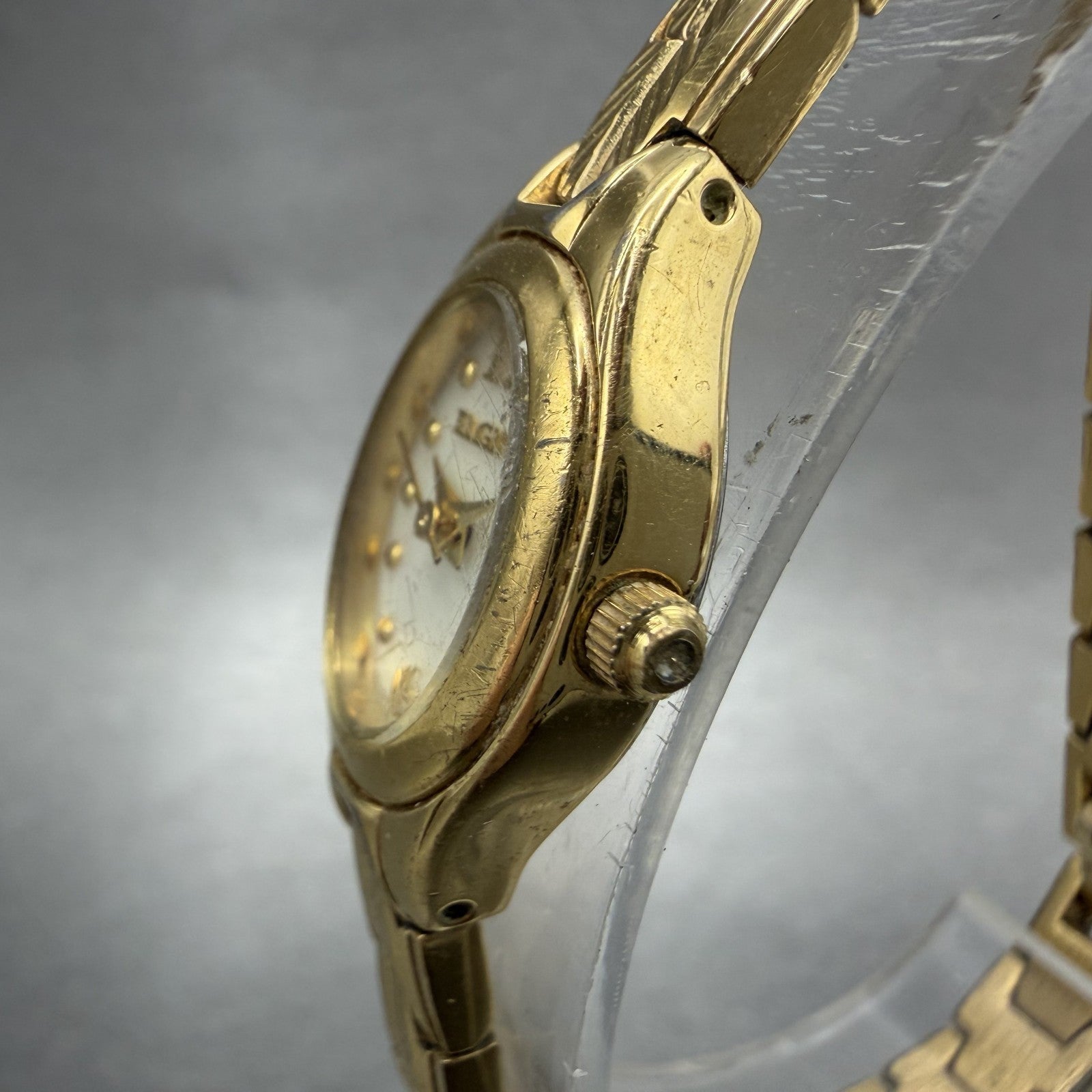 Elgin Watch Women 17mm MOP Dial Gold Tone Oval EG154 New Battery2