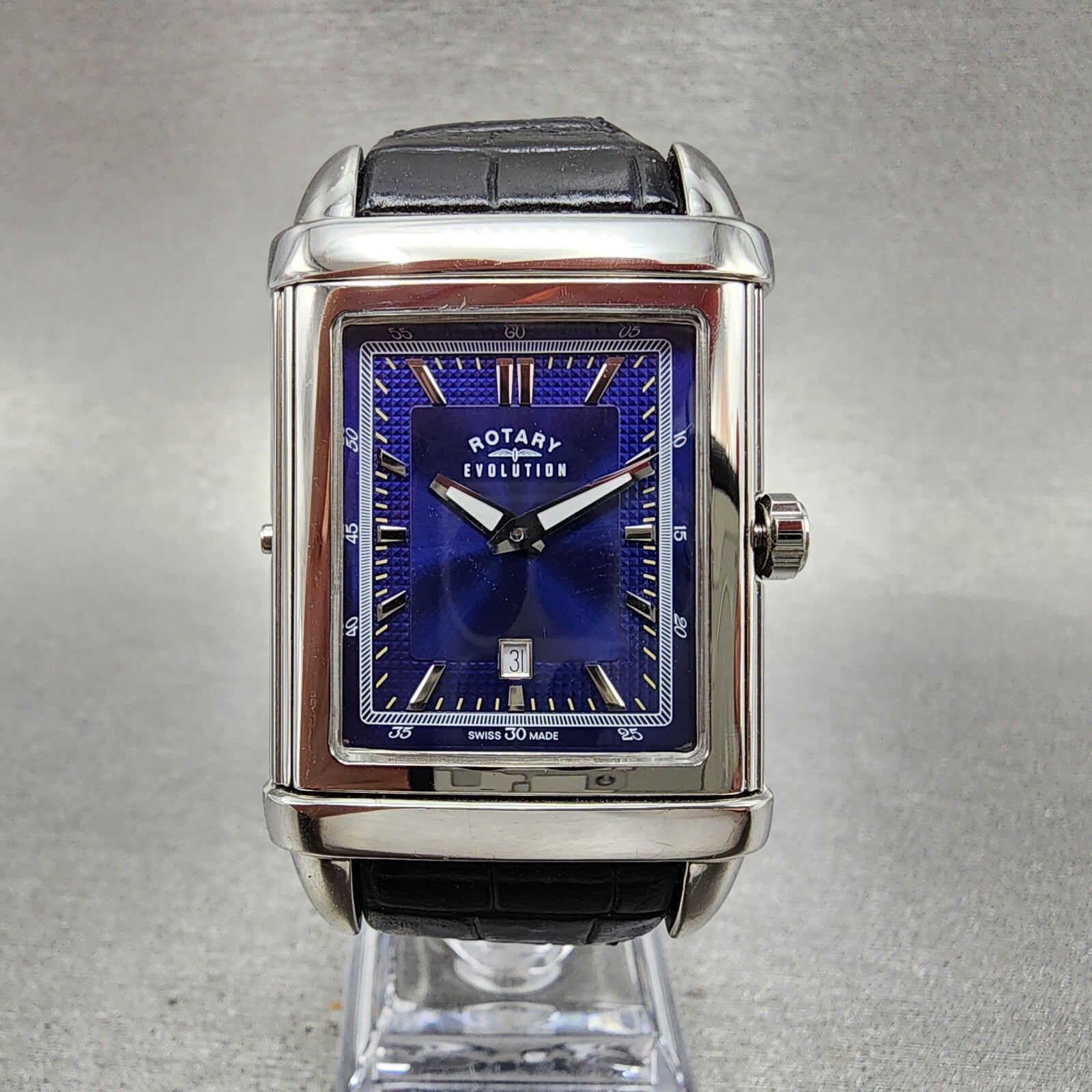 Rotary Revelation Watch Men 32mm Blue White Dial Small Seconds Reversible READ!!4