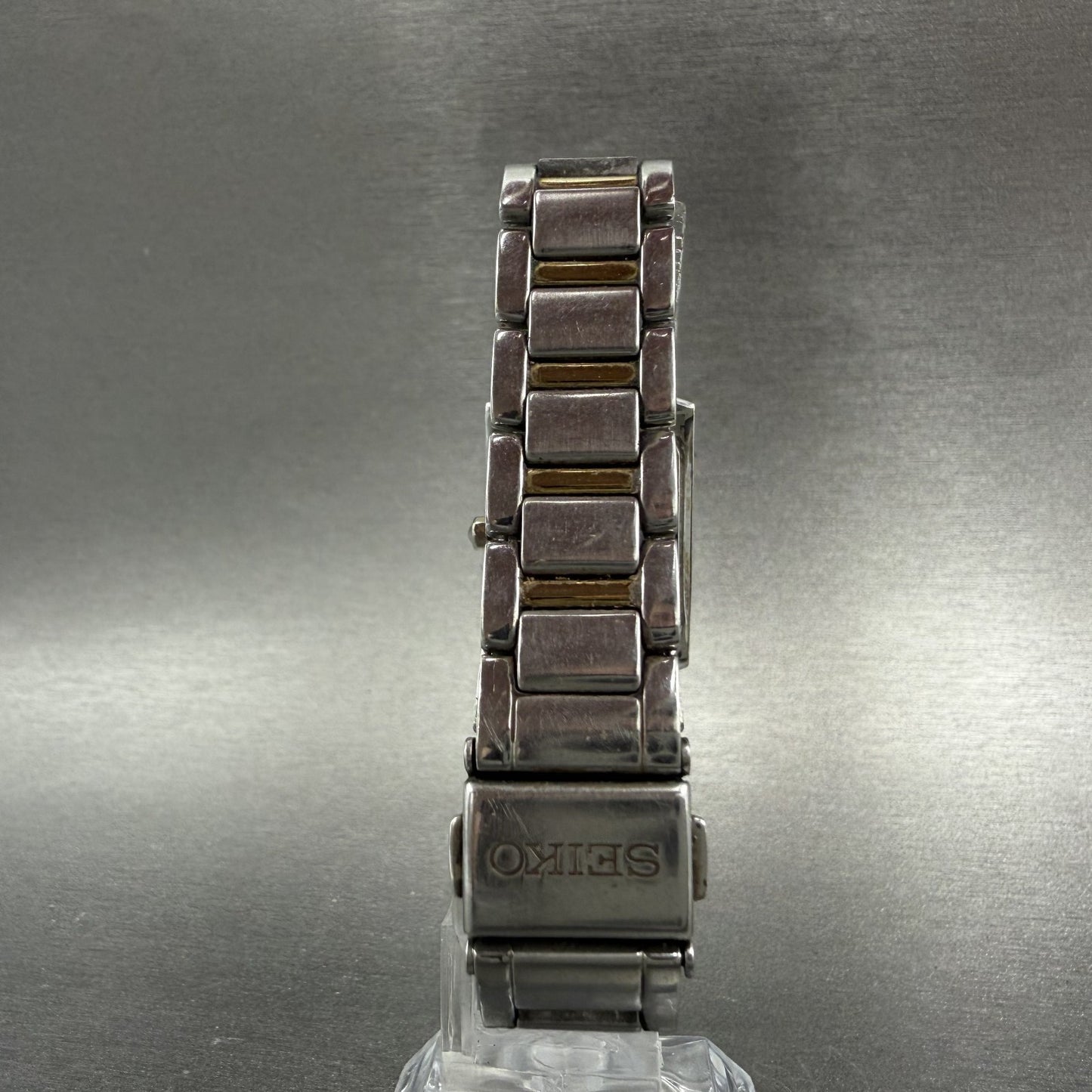 Seiko Tank Watch Women 21mm White Dial Two Tone Rectangle 1N00-0RT0 New Battery7