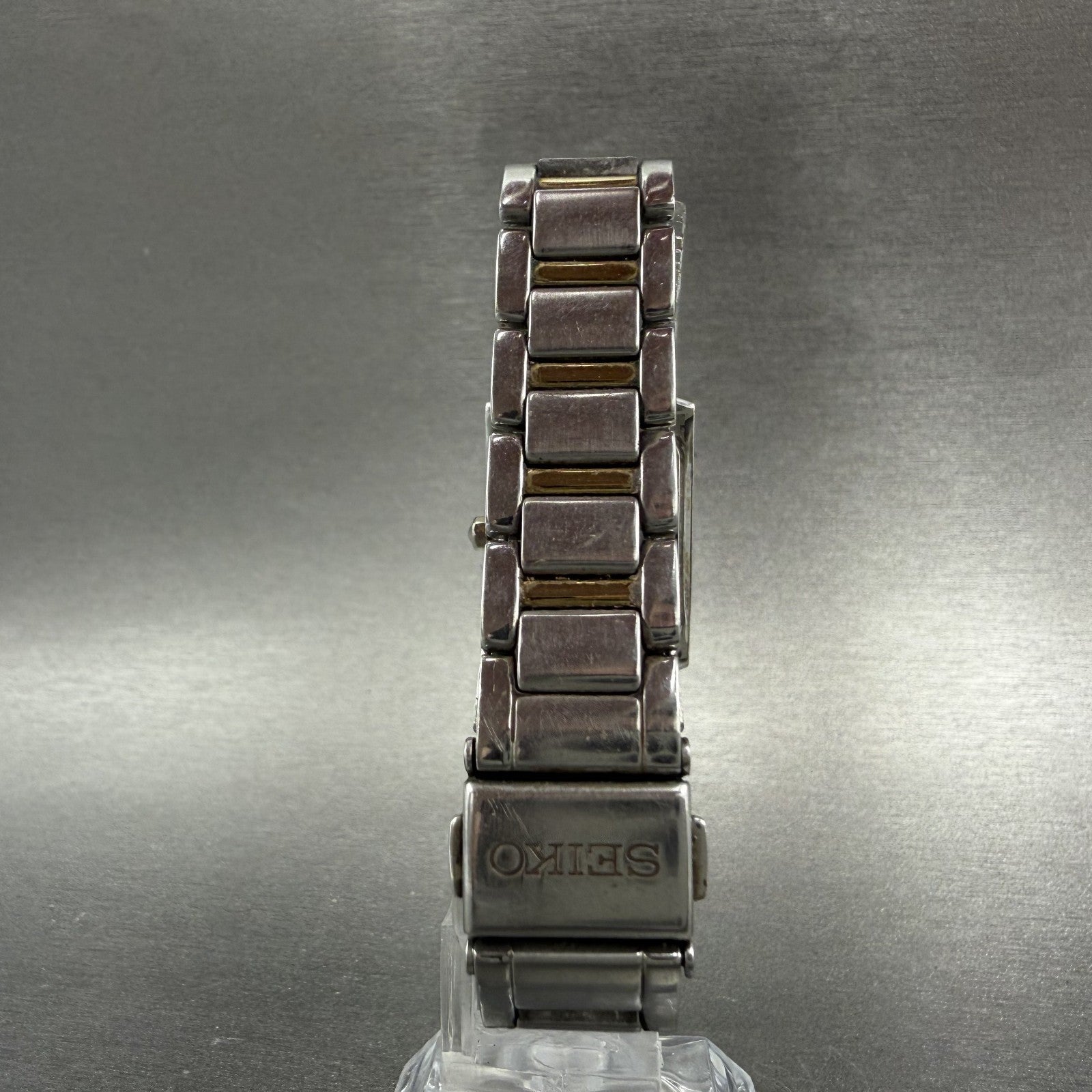 Seiko Tank Watch Women 21mm White Dial Two Tone Rectangle 1N00-0RT0 New Battery7