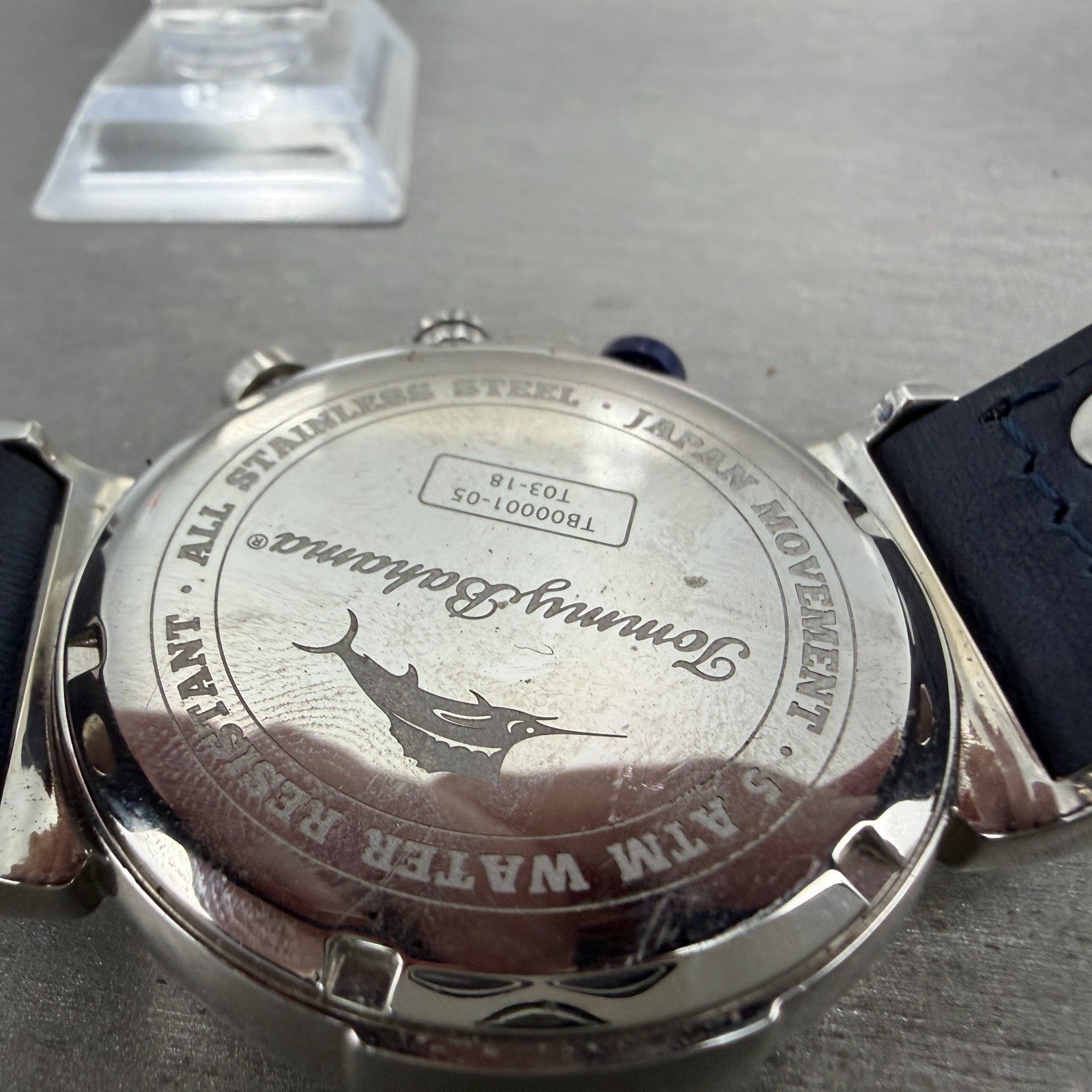 Tommy Bahama Chrono Watch Men 46mm Blue Dial Steel Date Dual Time New Battery10