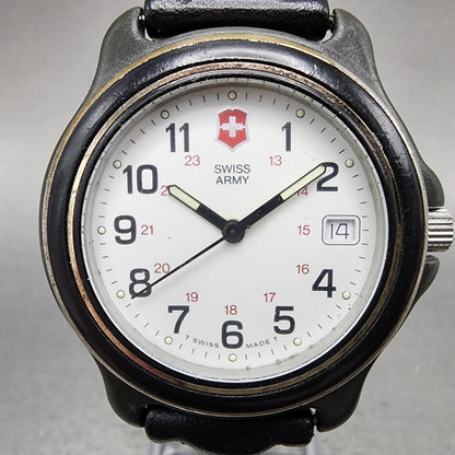 Swiss Army Original Watch men 39mm White Dial Black Tone Date Round  New Battery1
