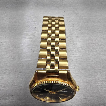 Citizen President Watch Men 34mm Black Dial Gold Tone Daydate 5500-075935 NewBat4