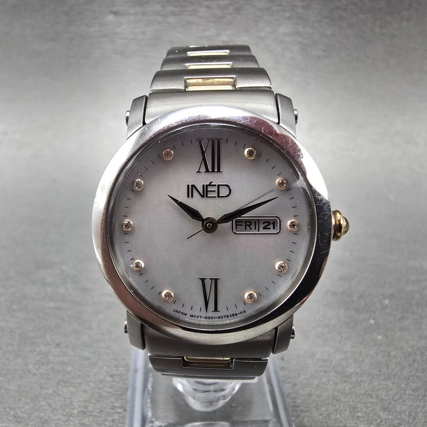 Citizen INED Watch Women 29mm MOP Dial Two Tone Daydate Round Solar Runs0