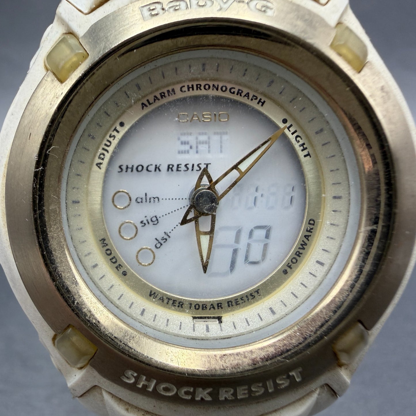 Casio Baby-G BG-70 Watch Women 41mm Analog Digital Biege Alarm Chrono New Batter1