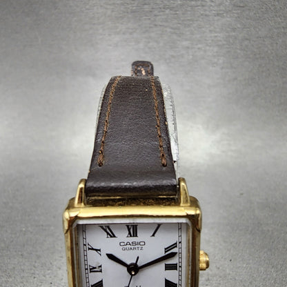 Casio Traddy Tank Watch Women 21mm White Dial Gold Tone Rectangle New Battery4