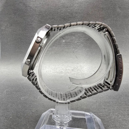 Seiko Digital Watch Men 34mm LCD Silver Alarm Chrono A914-5A09 New battery ABC6