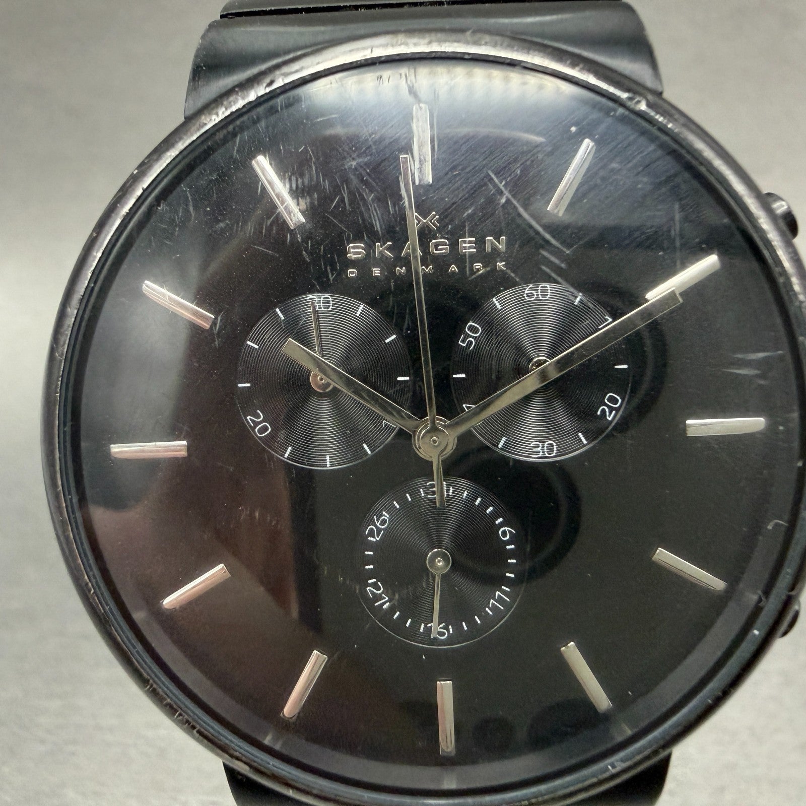 Skagen Chronograph Watch Men 40mm Black Dial Black Tone Round SKW6110 New batt1