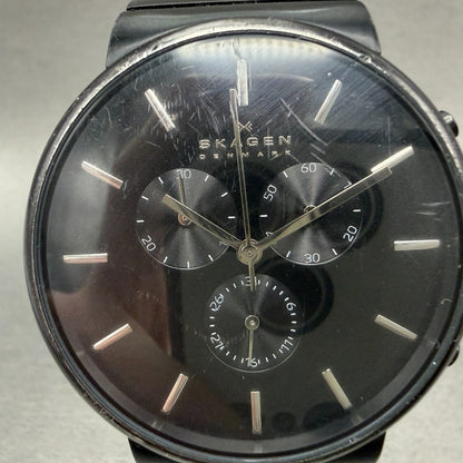 Skagen Chronograph Watch Men 40mm Black Dial Black Tone Round SKW6110 New batt1