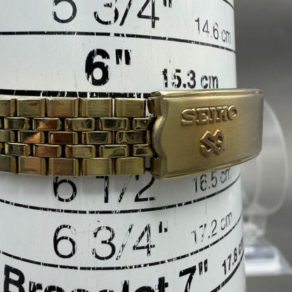 Seiko Watch Women 24mm Gold Dial Gold Tone Date Round 3Y02-0010 New Battery10
