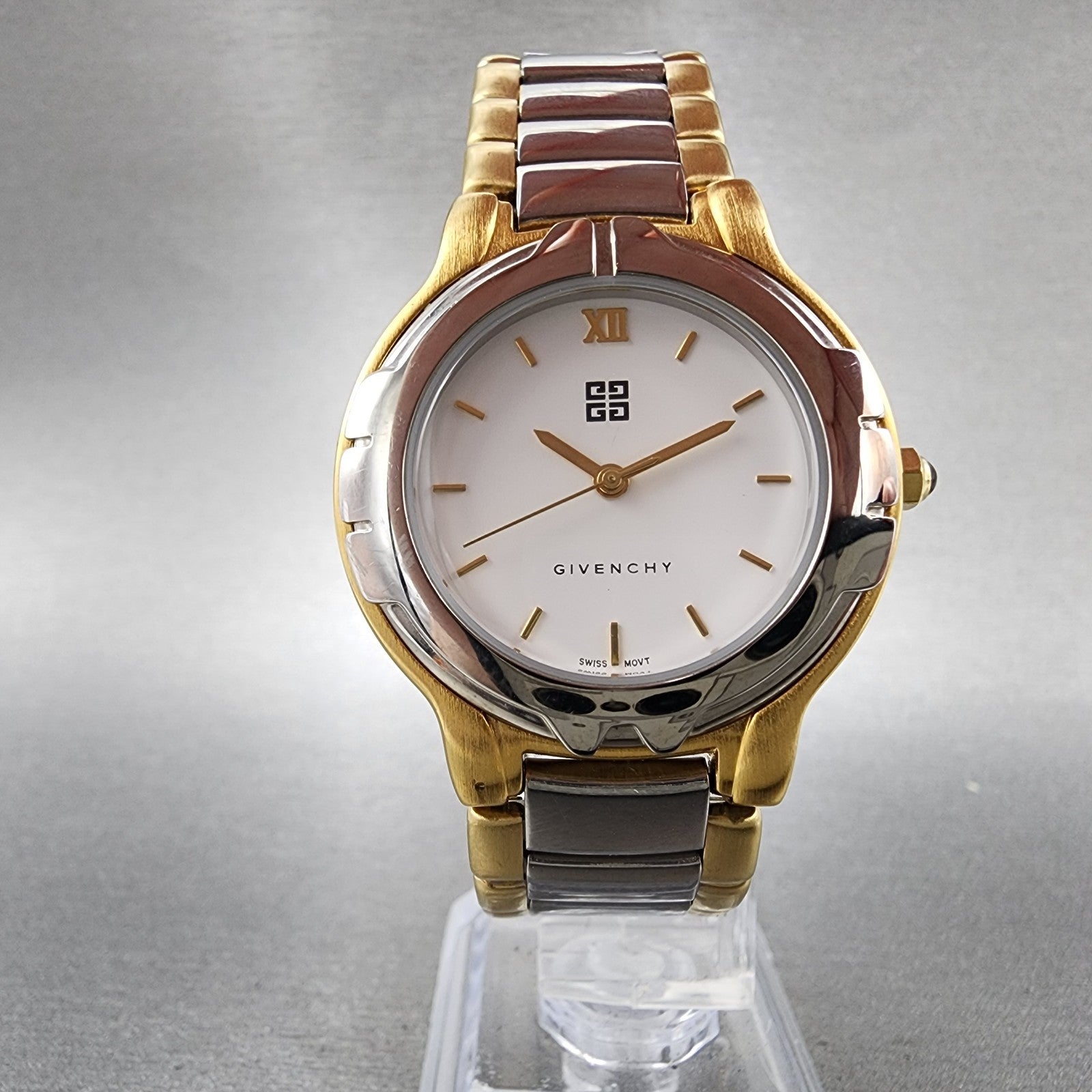 Givenchy Watch Women 34mm White Dial Two Tone Date Round New Battery5