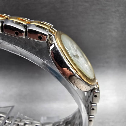 Seiko Watch Women 23mm White Dial Two Tone Round 4N00-1349 New Battery Vintage3