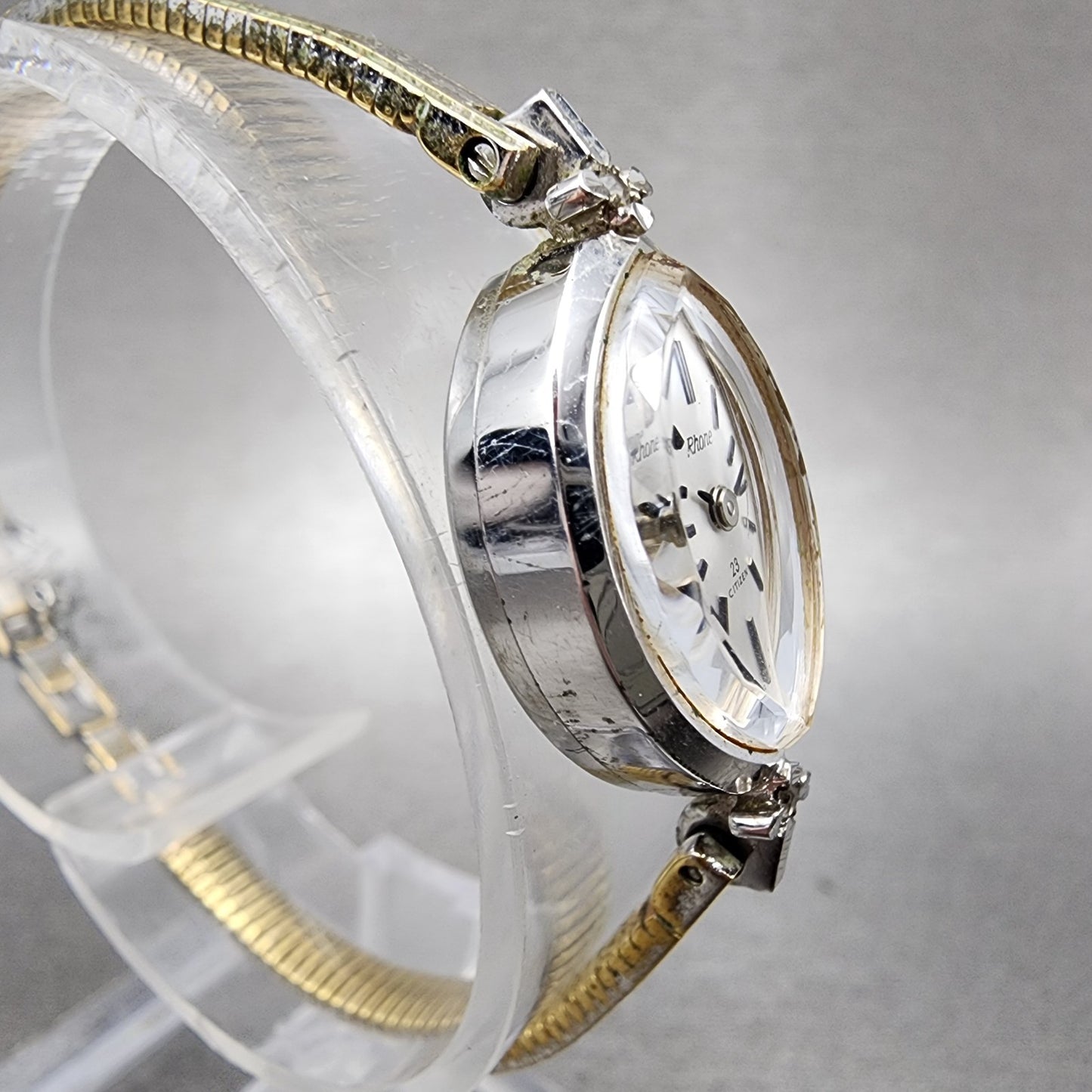 Citizen Rhone Watch Women 15mm Silver Dial Silver Tone Oval Manual Runs3