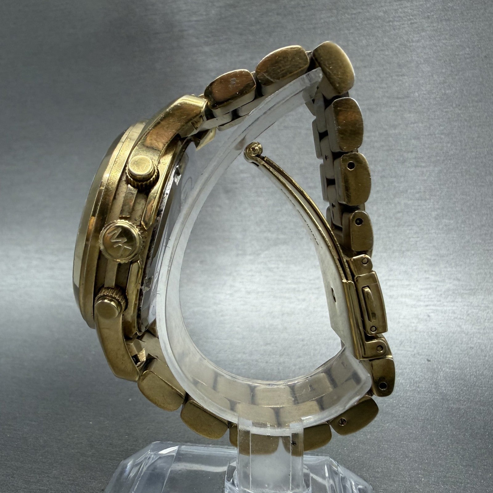 Michael Kors Runway Chronograph Watch Women 38mm Champagne Dial Gold Tone NewBat6