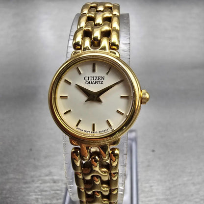 Citizen Watch Women 19mm Ivory Dial Gold Tone Round 5920-S001889 New Battery0