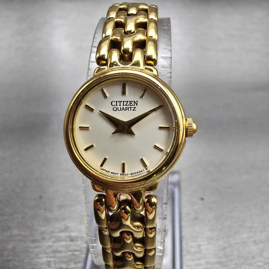 Citizen Watch Women 19mm Ivory Dial Gold Tone Round 5920-S001889 New Battery0