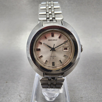 Seiko Watch Women 27mm Silver Dial Silver Tone Date Manual 2118-0400 Runs