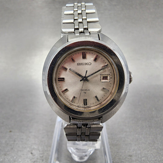 Seiko Watch Women 27mm Silver Dial Silver Tone Date Manual 2118-0400 Runs