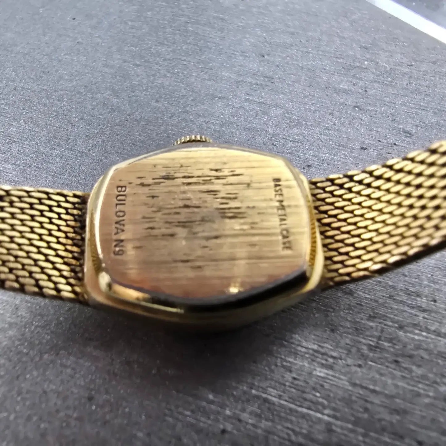 Bulova Accutron Watch Women 18mm Champagne Dial Gold Tone Rectangle PARTS10