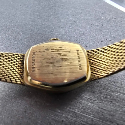 Bulova Accutron Watch Women 18mm Champagne Dial Gold Tone Rectangle PARTS10