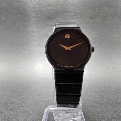 Movado Museum Watch Women 23mm Black Dial Black Tone Round 84.C6.881.2A New Batt5