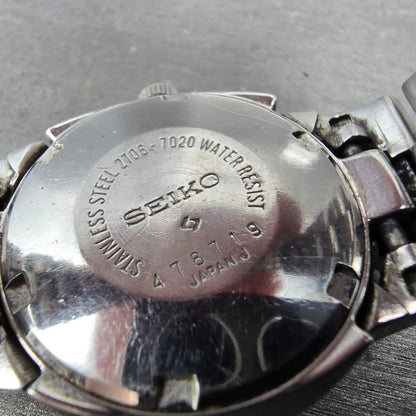 Seiko Automatic Watch Women 31mm Blue Dial Silver Tone READ!!!!!! 2706-7020 Runs10