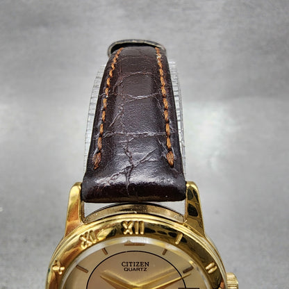 Citizen Watch Women 24mm Champagne Dial Gold Tone Date 1012K13131 New Battery4