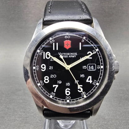 Swiss Army Victorinox Watch Men 38mm Black Dial Steel Date 24653 New Battery GHJ0