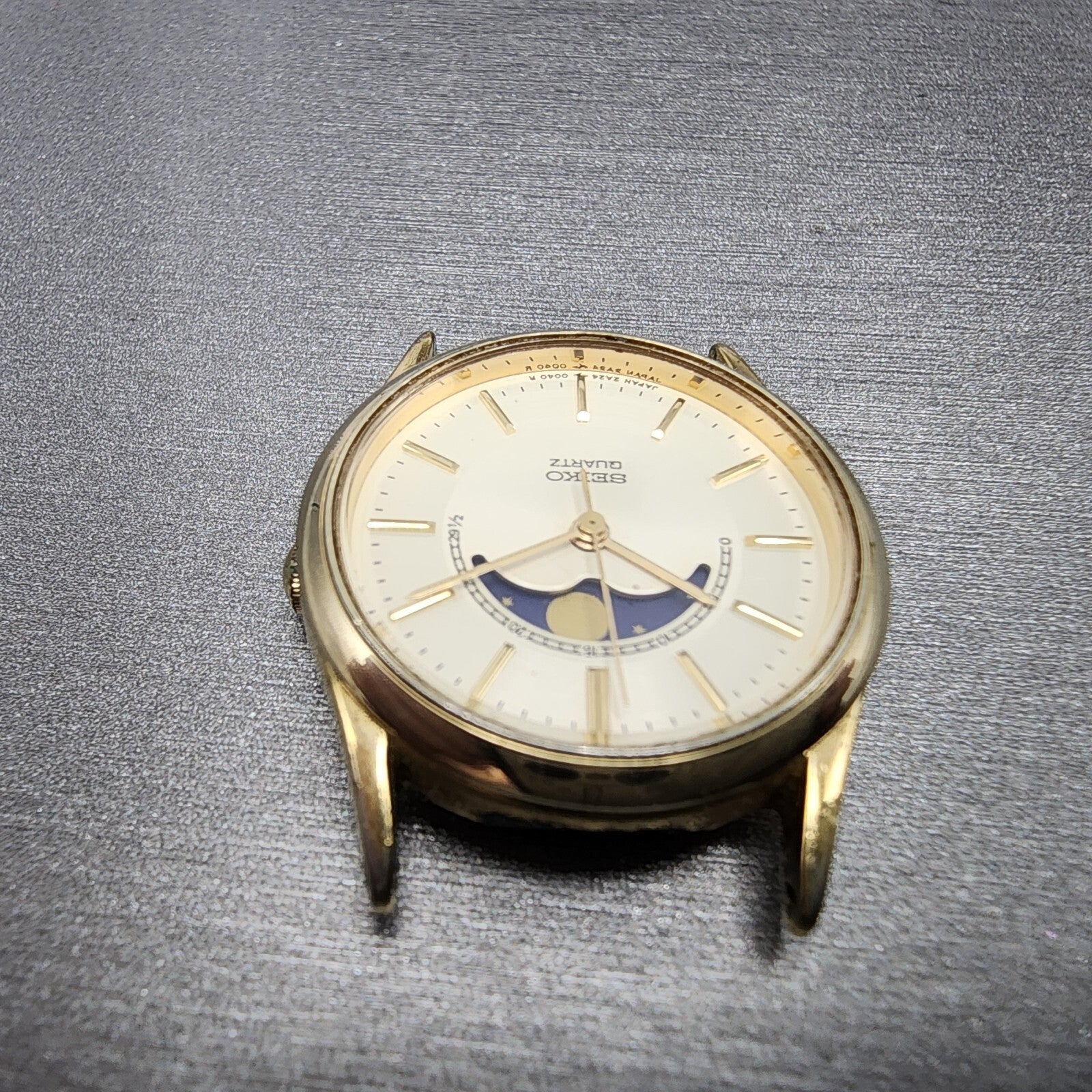 Seiko Moon Phase Watch Women 24mm White Dial Gold Tone Round 2A240048 PARTS5