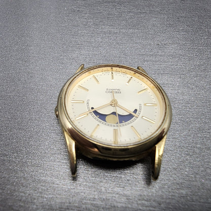 Seiko Moon Phase Watch Women 24mm White Dial Gold Tone Round 2A240048 PARTS5