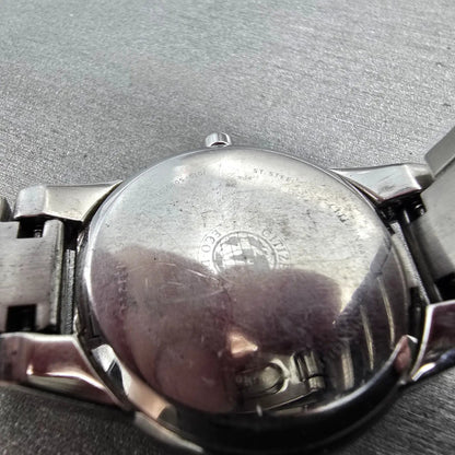Citizen Eco-Drive Axiom Watch Women 30mm Silver Dial Steel Date Diamonds Works9