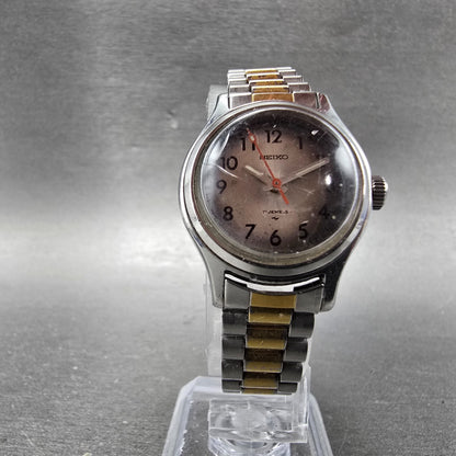 Seiko Watch Women 25mm Black Dial Two Tone Manual Vintage Round 1104-0259 PARTS6