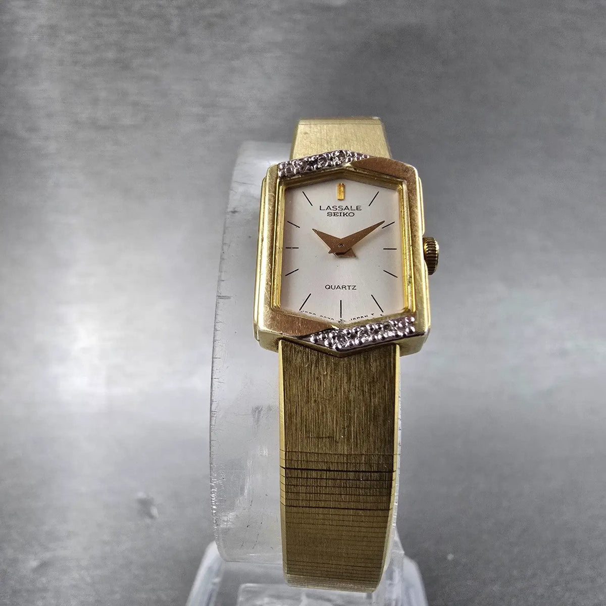 Seiko Lassale Watch Women 13mm White Dial Gold Hexagon Diamond 1E50-5039 PARTS6