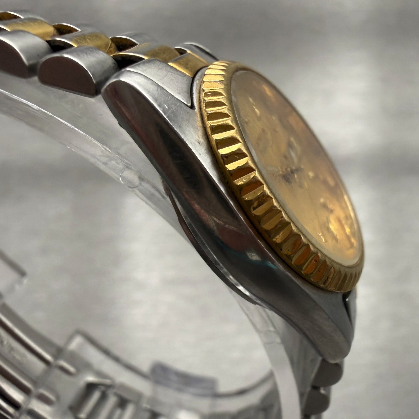 Seiko Watch Women 24mm Gold Dial Two Tone Daydate Round 7N83-0041 New Battery3