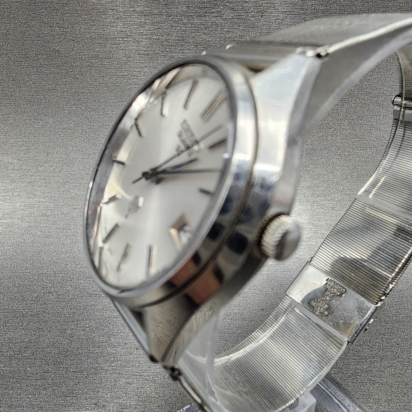 Seiko Quartz QZ Watch Men 36mm Silver Dial Steel Date Round 09228000 PARTS2