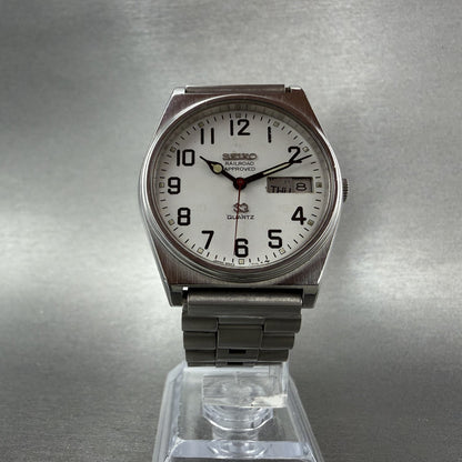 Seiko Railroad Approved Watch Men 33mm White Dial Silver Tone Daydate PARTS6