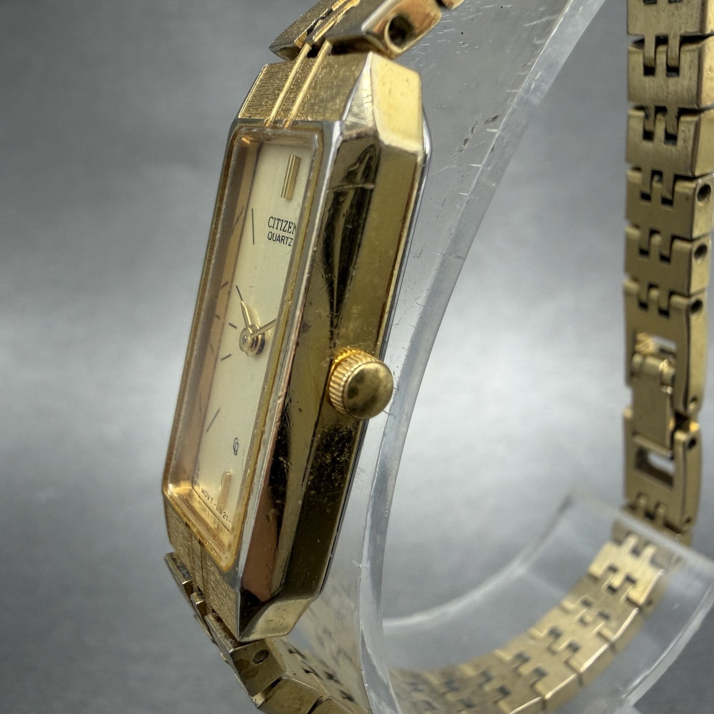 Citizen CQ Tank Watch Women 13mm Champagne Dial Gold Tone Rectangle New Battery2