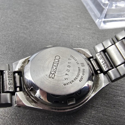 Seiko 5 Automatic Watch Women 24mm Silver Dial Steel Daydate 4207-01B0 Runs VTG9